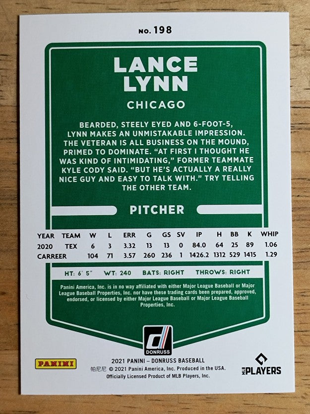 2021 Donruss #198 Lance Lynn