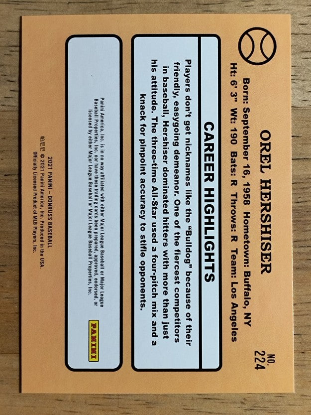 2021 Donruss #224 Orel Hershiser RETRO