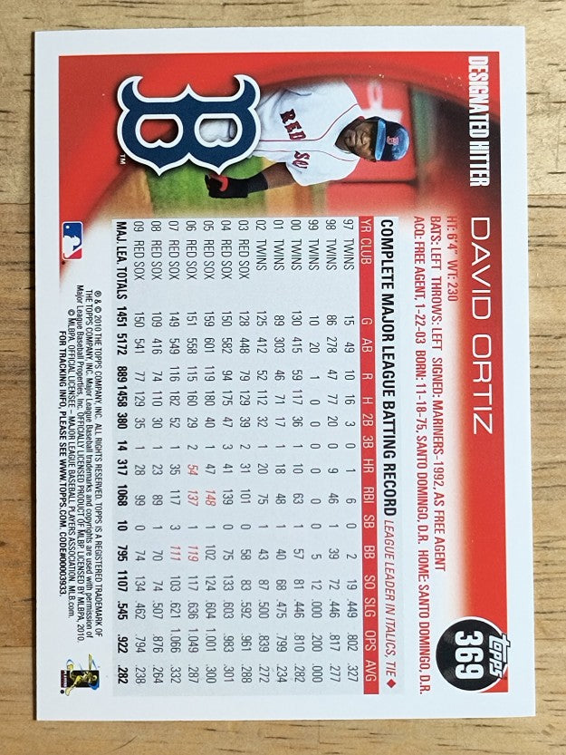 2010 Topps #369a David Ortiz