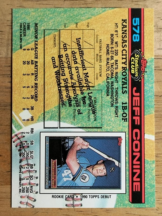 1991 Stadium Club #578 Jeff Conine RC