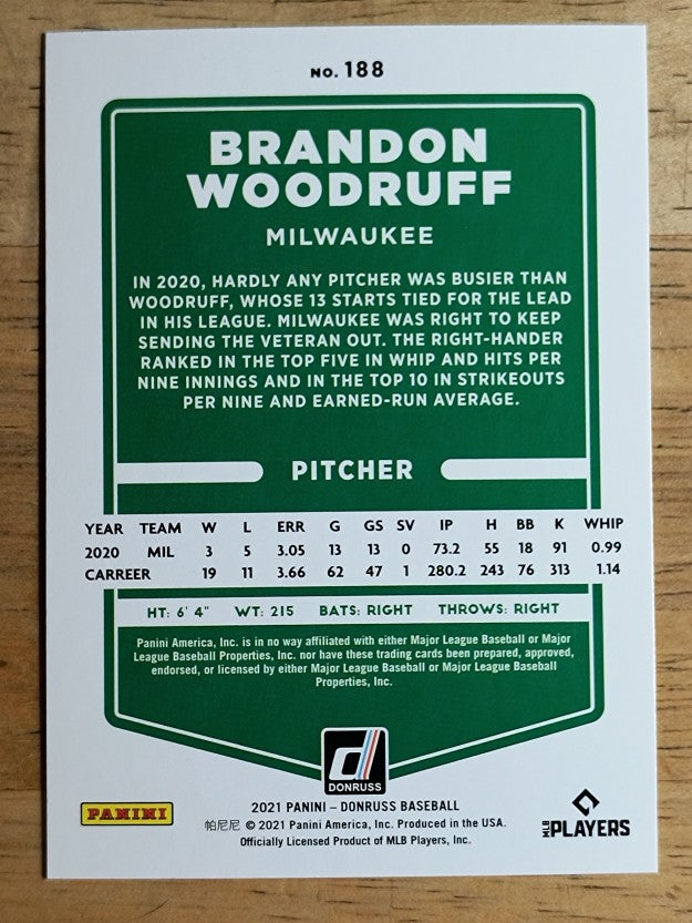 2021 Donruss #188 Brandon Woodruff