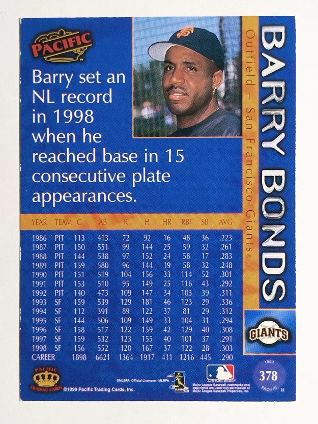 1999 Pacific #378 Barry Bonds