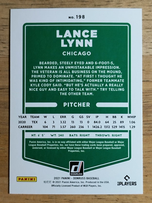 2021 Donruss #198 Lance Lynn