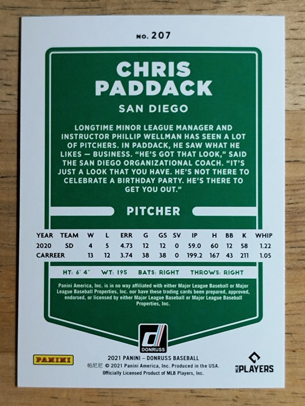 2021 Donruss #207 Chris Paddack