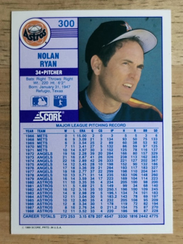 1989 Score #300 Nolan Ryan