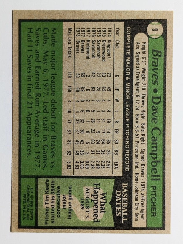 1979 Topps #9 Dave Campbell (VGEX)