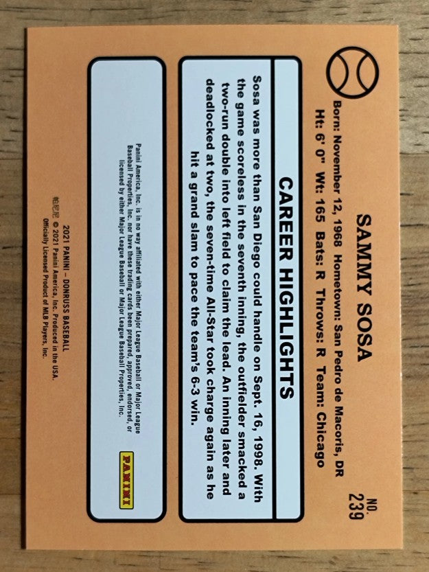 2021 Donruss #239 Sammy Sosa RETRO