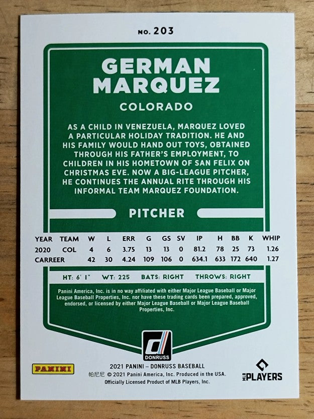 2021 Donruss #203 German Marquez