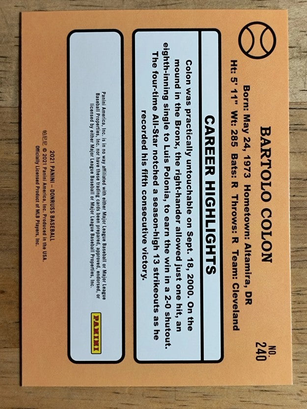 2021 Donruss #240 Bartolo Colon RETRO