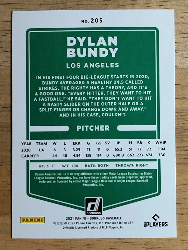 2021 Donruss #205 Dylan Bundy