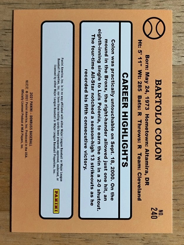 2021 Donruss #240 Bartolo Colon RETRO