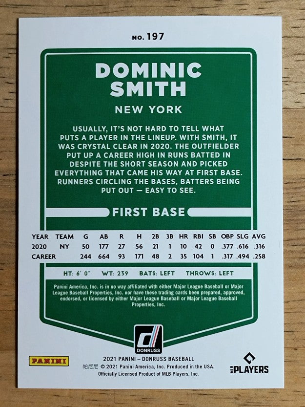 2021 Donruss #197 Dominic Smith