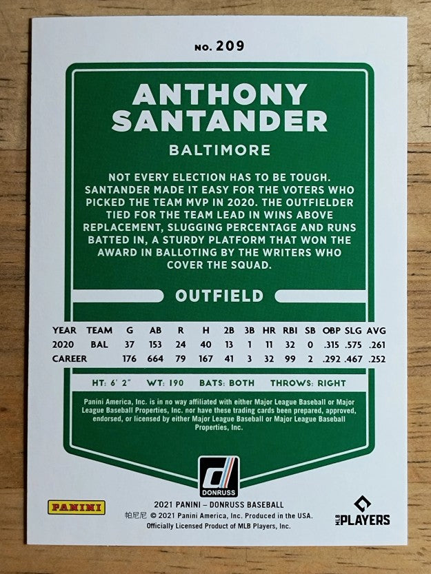 2021 Donruss #209 Anthony Santander