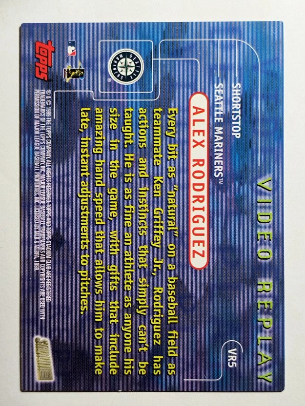 1999 Stadium Club Video Replay #VR5 Alex Rodriguez