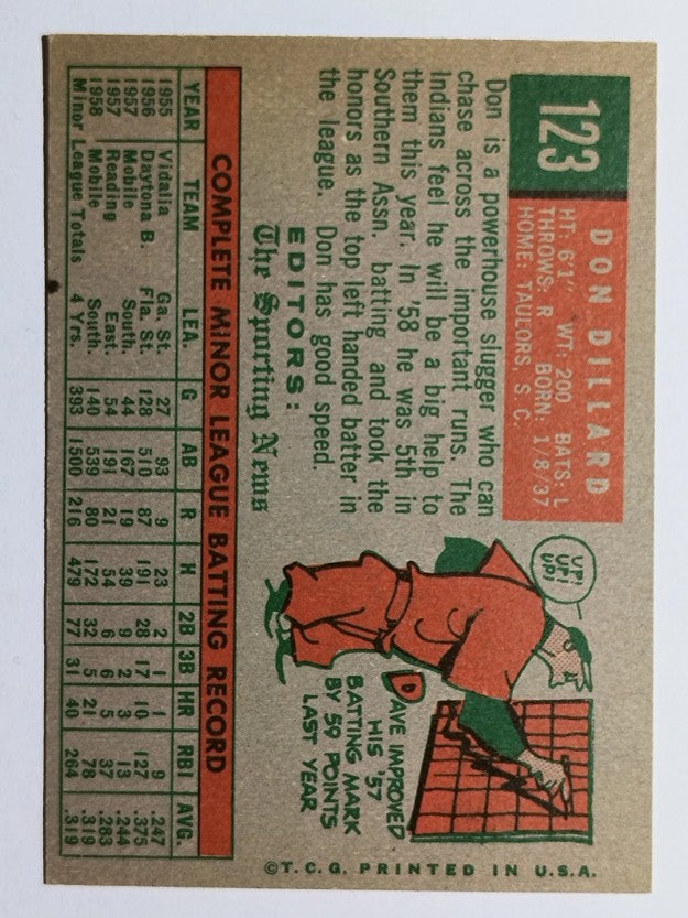 1959 Topps #123 Don Dillard RS RC (EXMT)