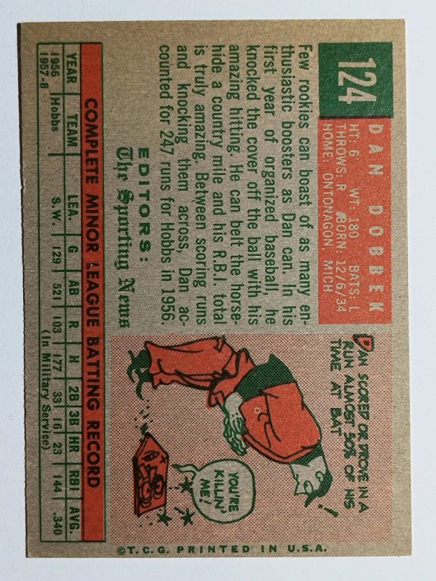 1959 Topps #124 Dan Dobbek RS RC (EX)