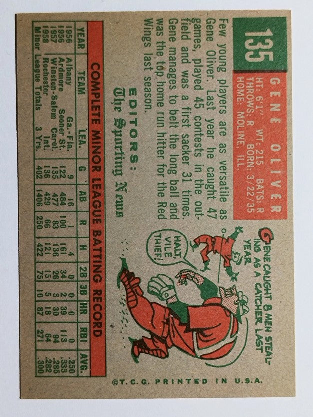 1959 Topps #135 Gene Oliver RS RC (EXMT)