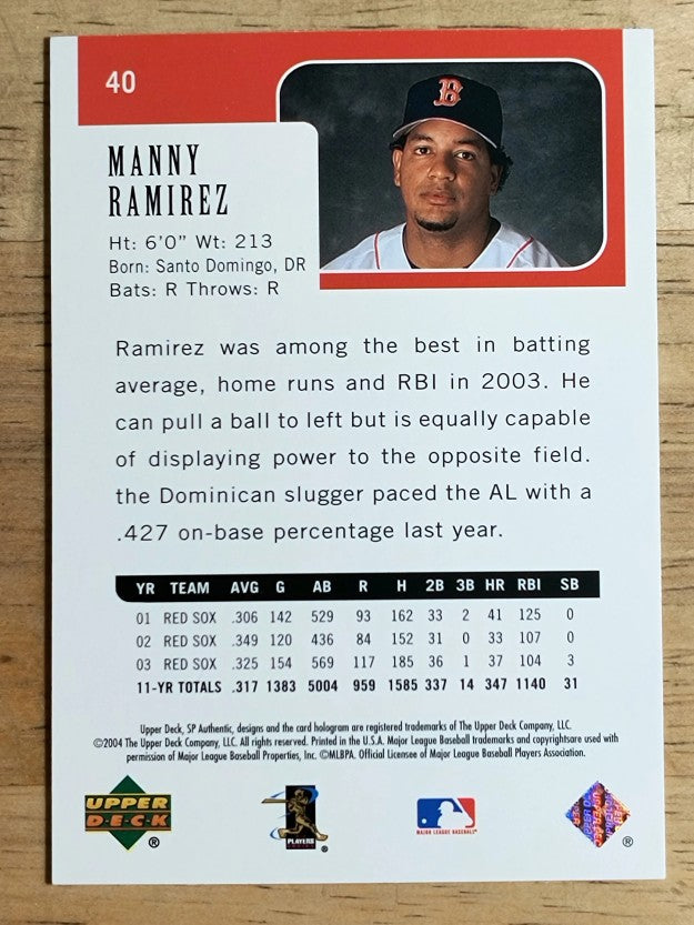 2004 SP Authentic #40 Manny Ramirez