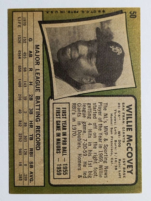 1971 Topps #50 Willie McCovey (EX)