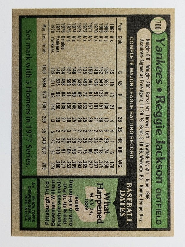 1979 Topps #700 Reggie Jackson DP (NM)