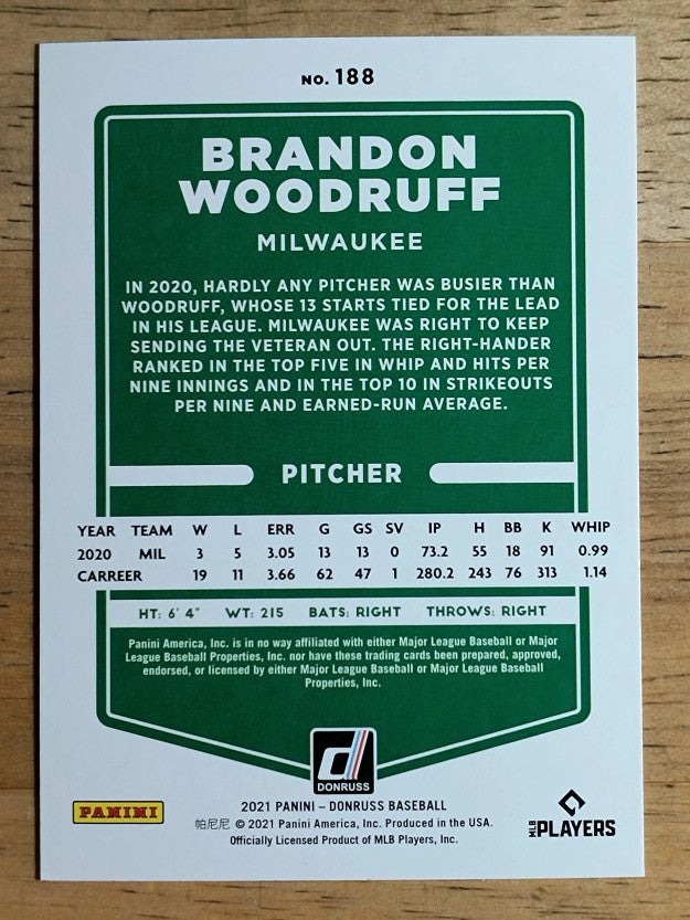 2021 Donruss #188 Brandon Woodruff