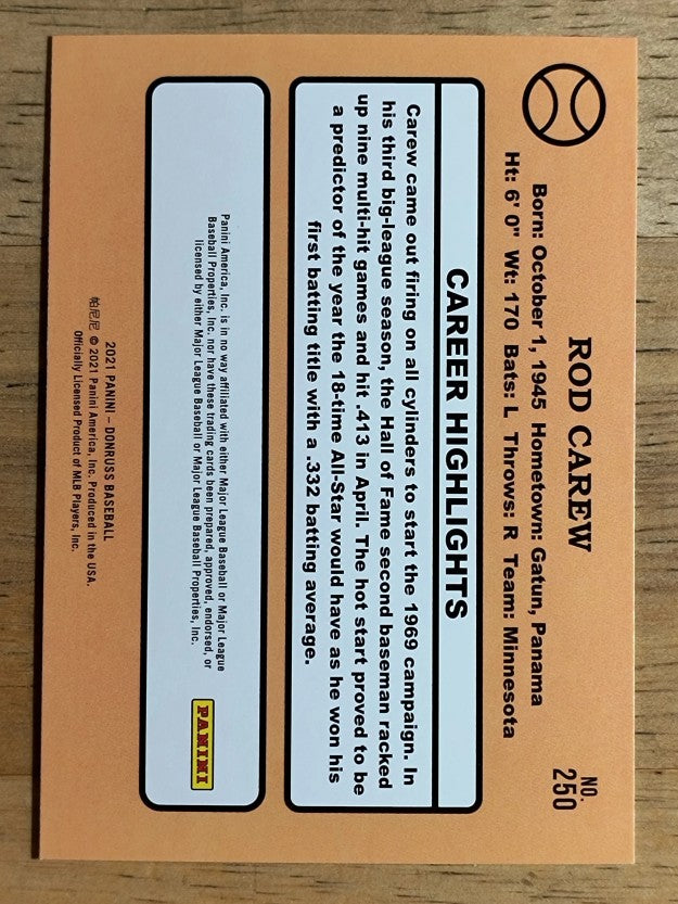 2021 Donruss #250 Rod Carew RETRO