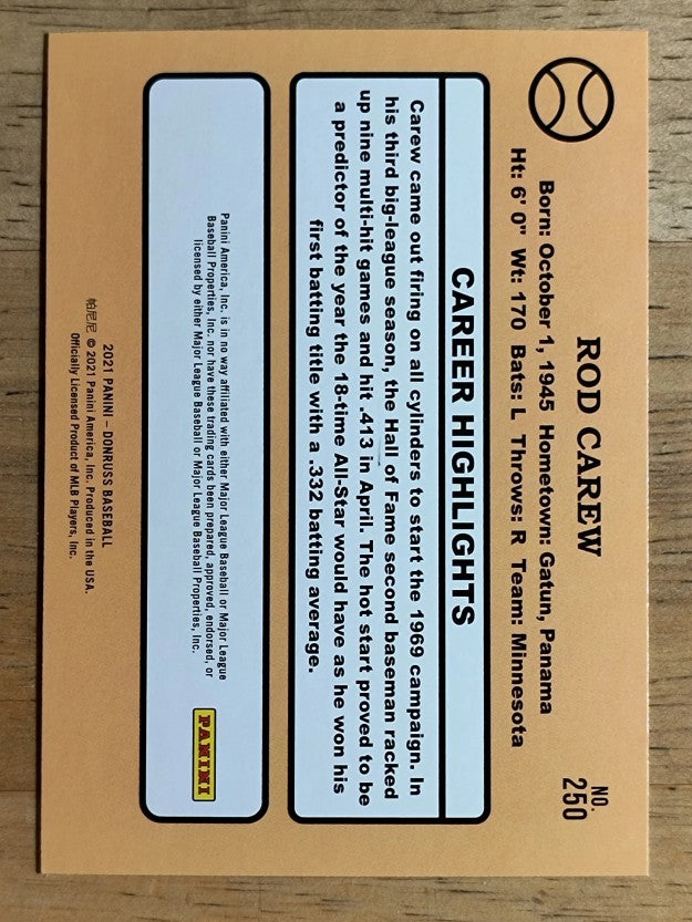 2021 Donruss #250 Rod Carew RETRO