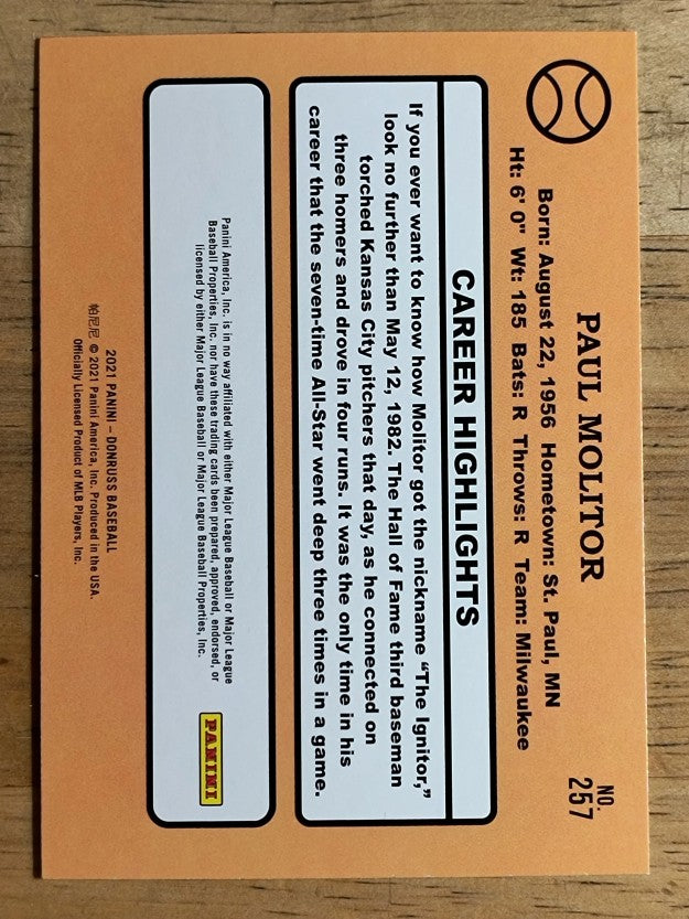 2021 Donruss #257 Paul Molitor RETRO