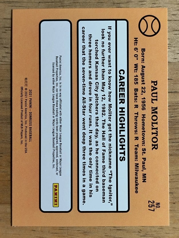 2021 Donruss #257 Paul Molitor RETRO