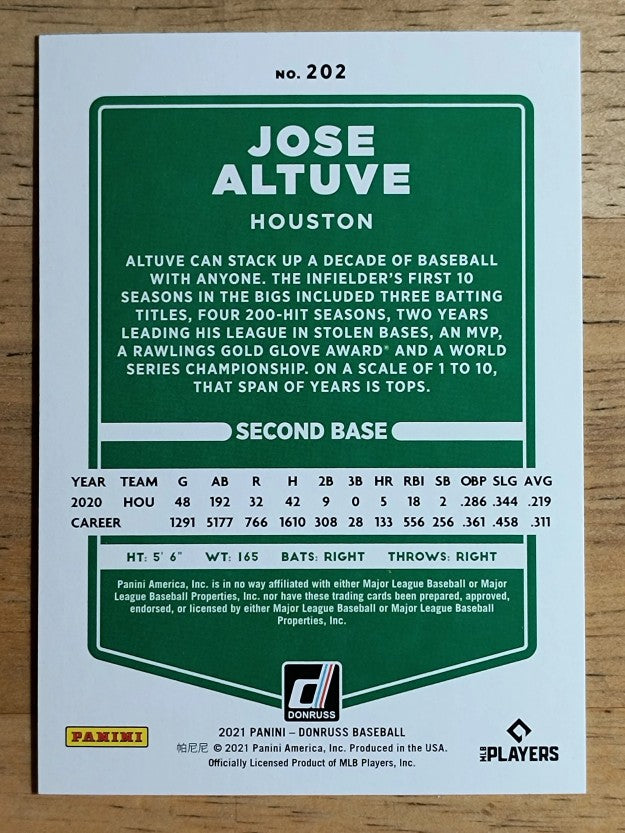2021 Donruss #202 Jose Altuve