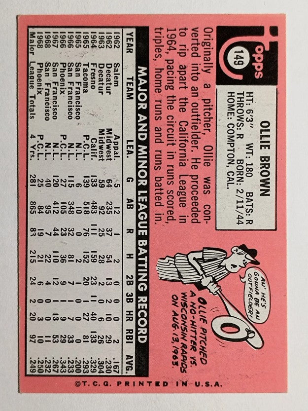 1969 Topps #149 Ollie Brown (EXMT)