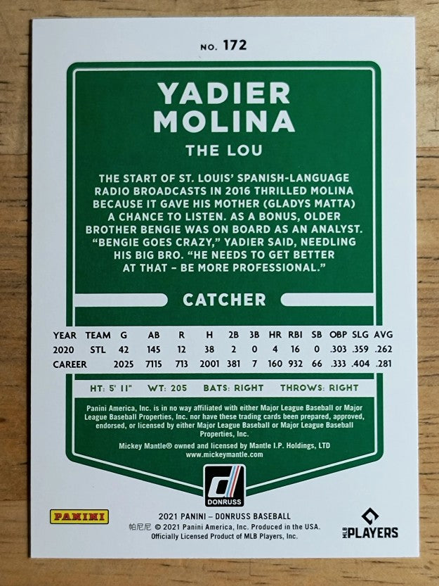 2021 Donruss Variations #172 Yadier Molina