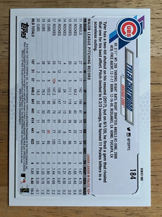 2021 Topps #184 Tyler Chatwood