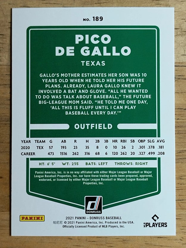 2021 Donruss Variations #189 Joey Gallo