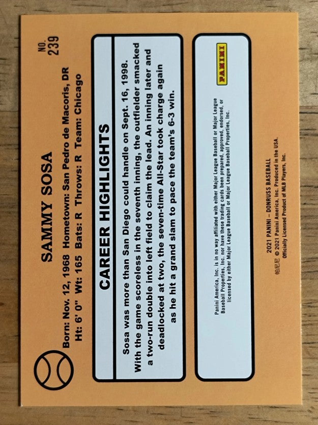 2021 Donruss Variations #239 Sammy Sosa RETRO