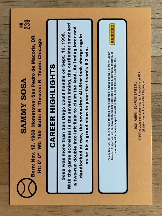 2021 Donruss Variations #239 Sammy Sosa RETRO