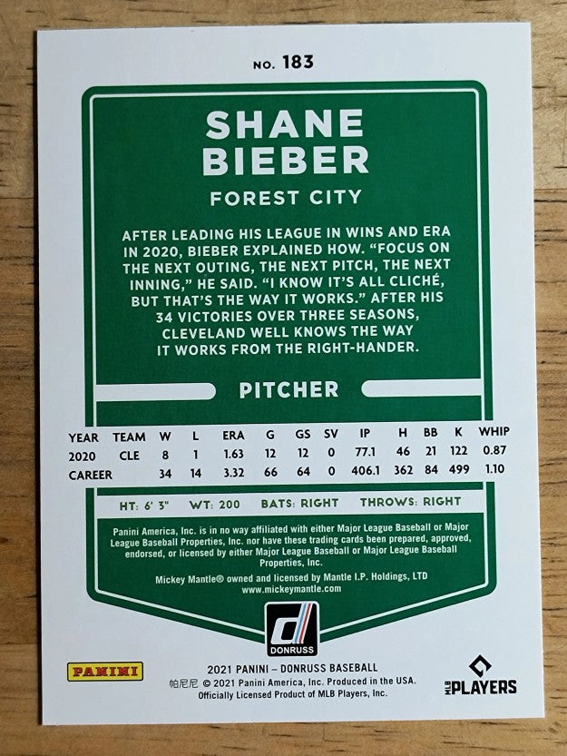 2021 Donruss Variations #183 Shane Bieber