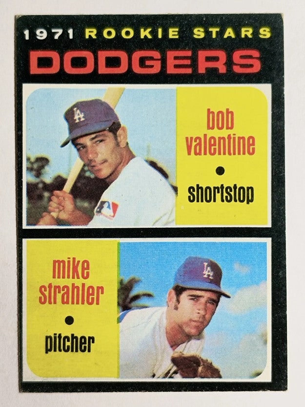 1971 Topps #188 Rookie Stars/Bob Valentine RC/Mike Strahler RC (VGEX)