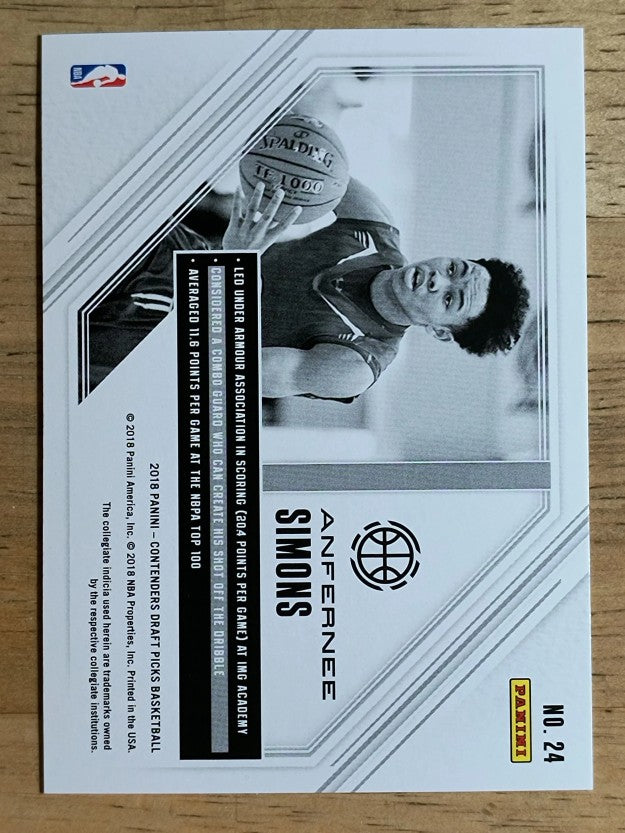 2018-19 Panini Contenders Draft Picks Game Day Tickets #24 Anfernee Simons