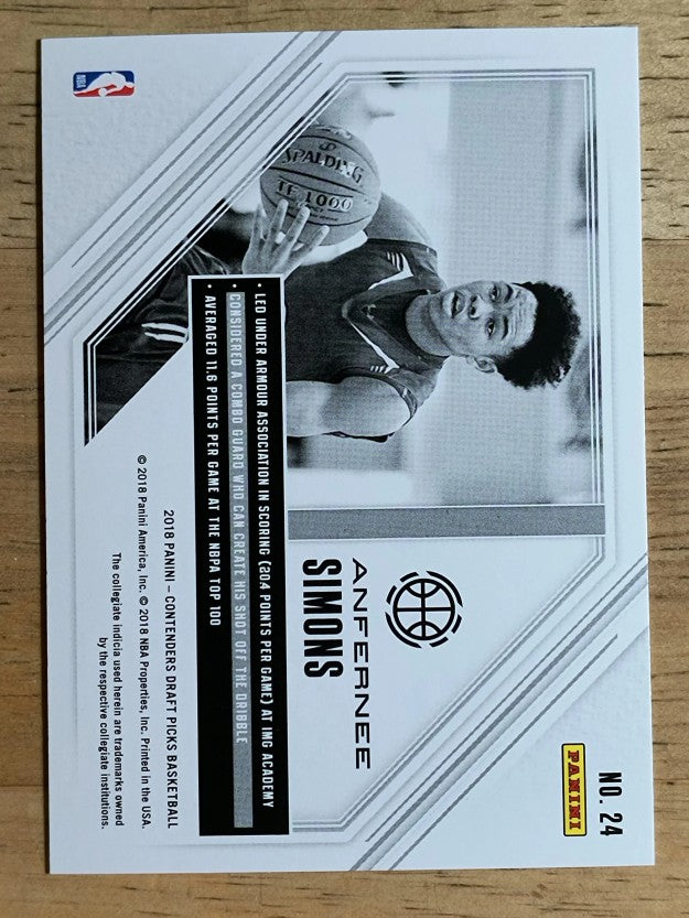 2018-19 Panini Contenders Draft Picks Game Day Tickets #24 Anfernee Simons