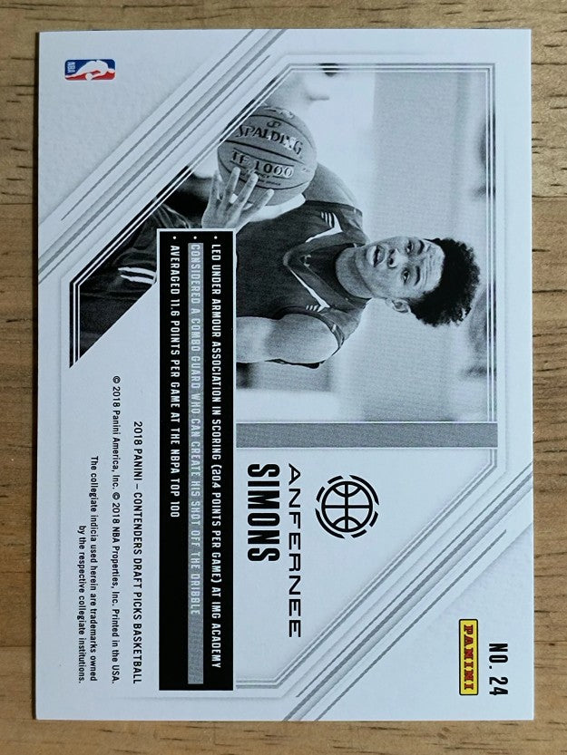 2018-19 Panini Contenders Draft Picks Game Day Tickets #24 Anfernee Simons