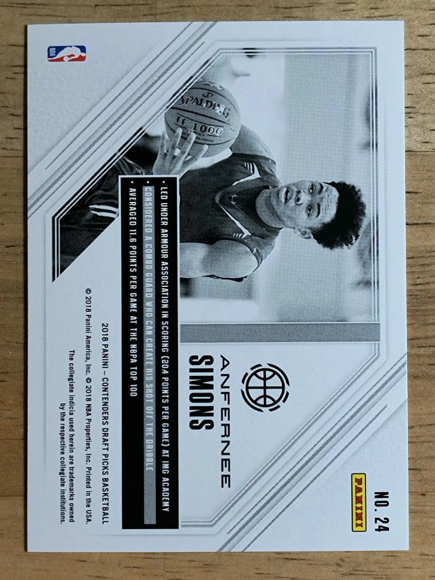 2018-19 Panini Contenders Draft Picks Game Day Tickets #24 Anfernee Simons