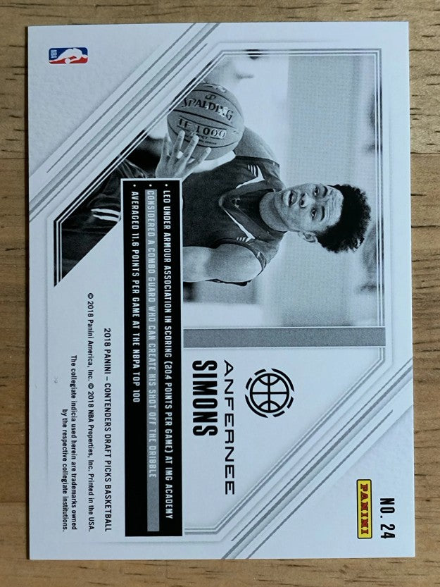2018-19 Panini Contenders Draft Picks Game Day Tickets #24 Anfernee Simons