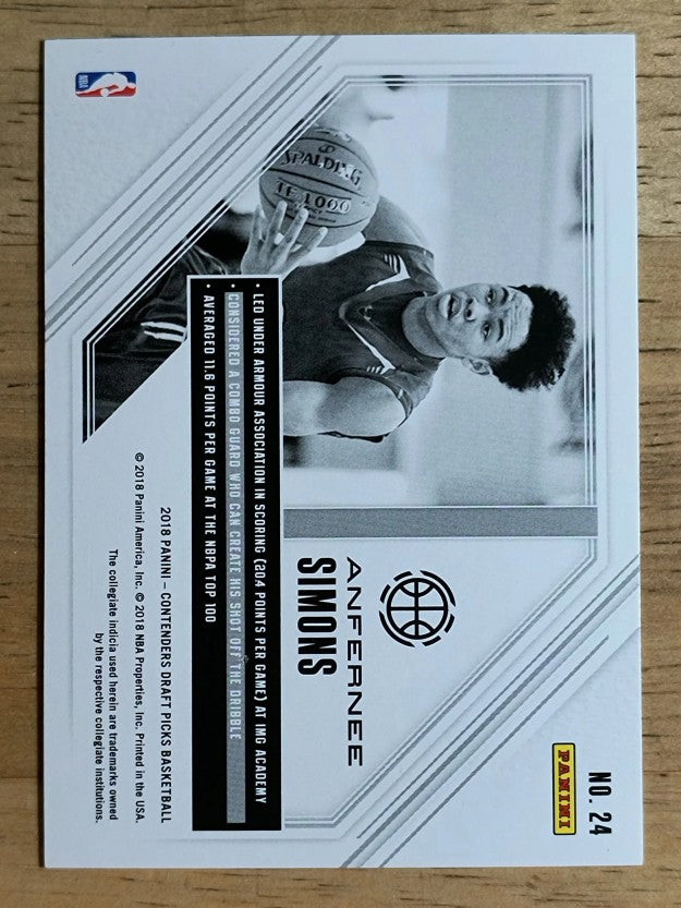 2018-19 Panini Contenders Draft Picks Game Day Tickets #24 Anfernee Simons