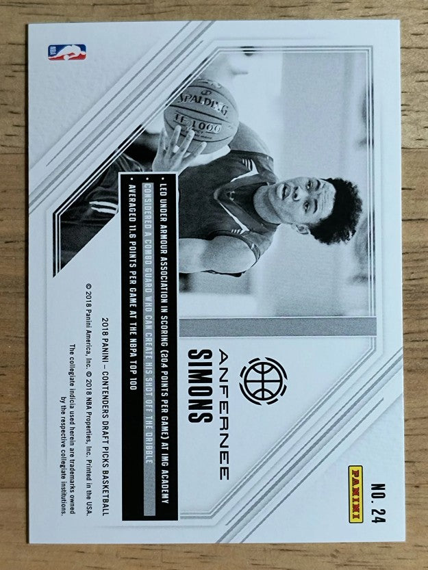 2018-19 Panini Contenders Draft Picks Game Day Tickets #24 Anfernee Simons