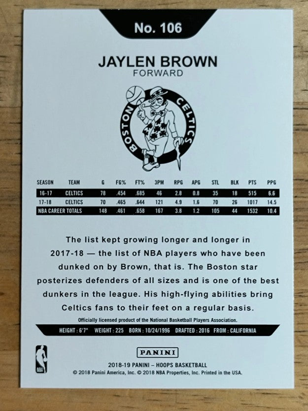 2018-19 Hoops #106 Jaylen Brown