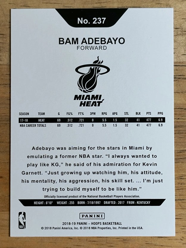 2018-19 Hoops #237 Bam Adebayo