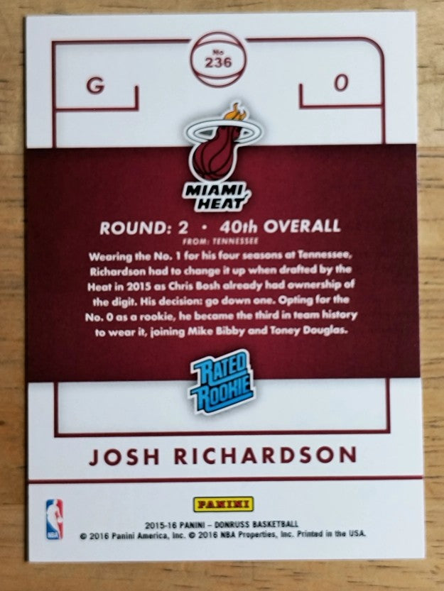 2015-16 Donruss #236 Josh Richardson RC