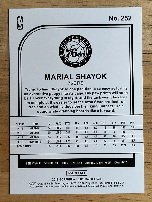 2019-20 Hoops #252 Marial Shayok RC