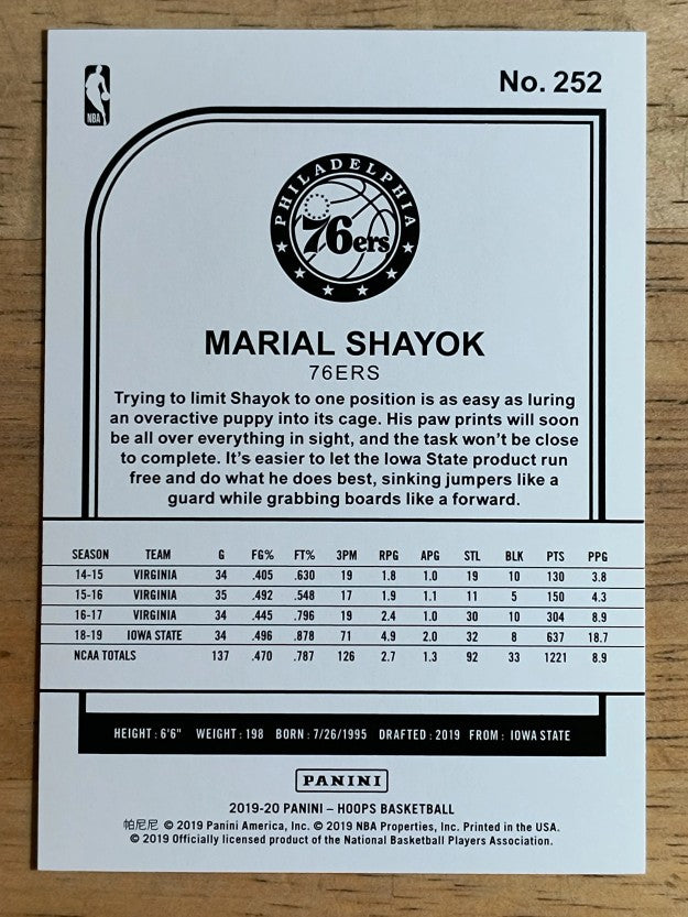 2019-20 Hoops Winter #252 Marial Shayok